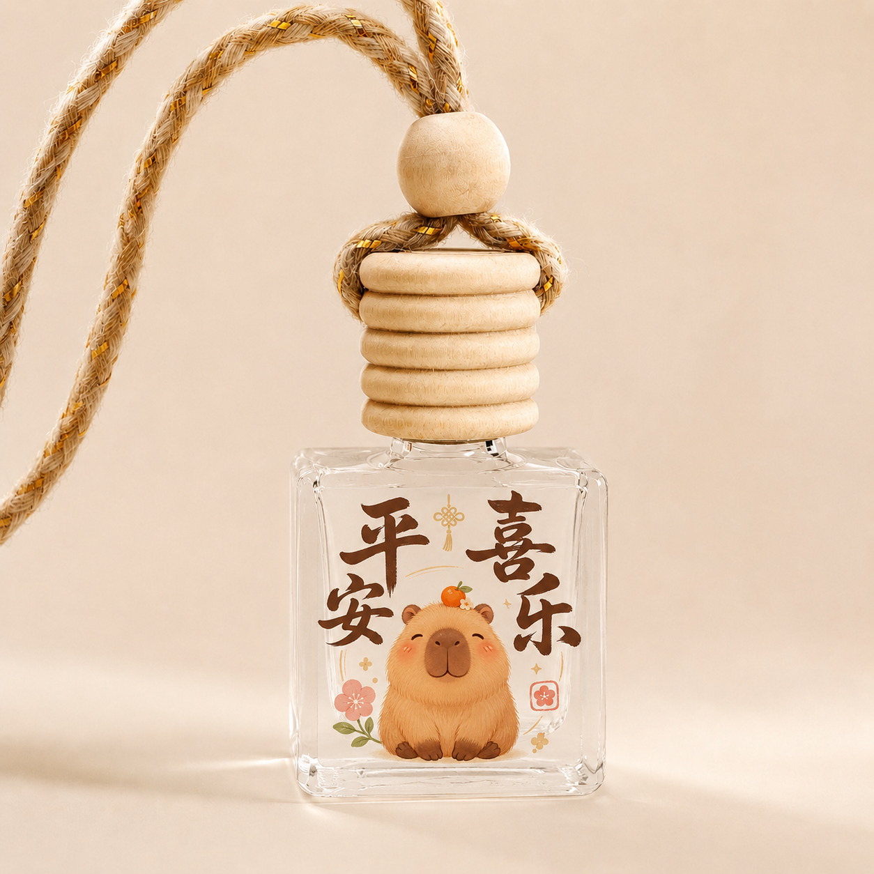 平安喜乐车载香薰挂件｜治愈系水豚香氛扩香瓶